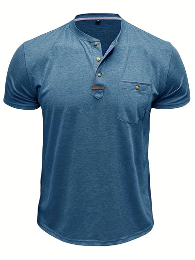 Saxon - Elegant Round Neck T Shirt With Pocket