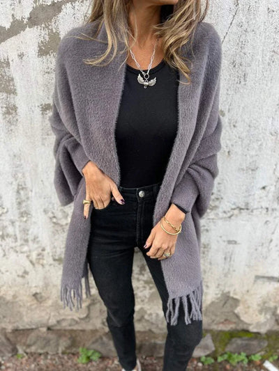 Ellyse - Long Sleeve Fringe Coat