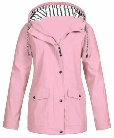 Ilektra - Elegant Long Sleeve Waterproof Hooded Jacket