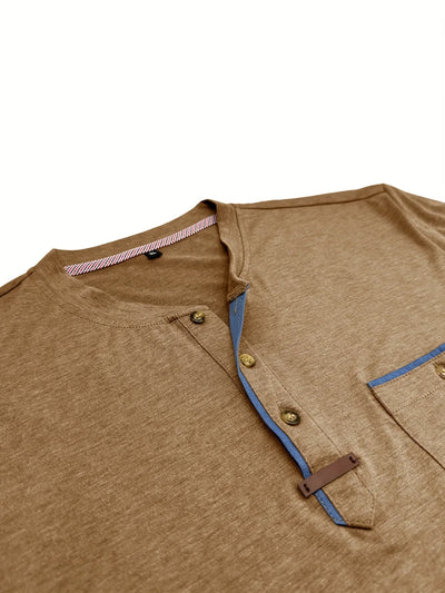 Saxon - Elegant Round Neck T Shirt With Pocket