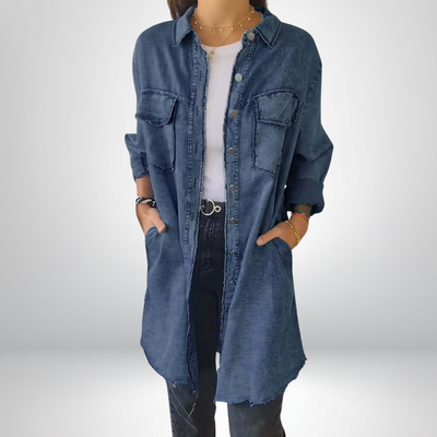 Krystyna - Stylish Long Sleeved Denim Jacket With Collar