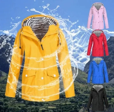 Ilektra - Elegant Long Sleeve Waterproof Hooded Jacket