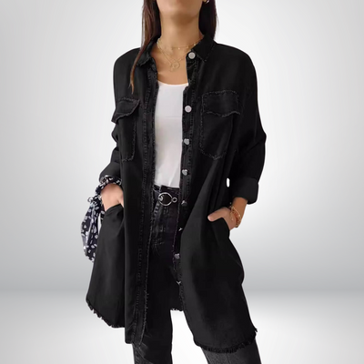 Krystyna - Stylish Long Sleeved Denim Jacket With Collar