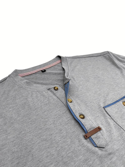 Saxon - Elegant Round Neck T Shirt With Pocket