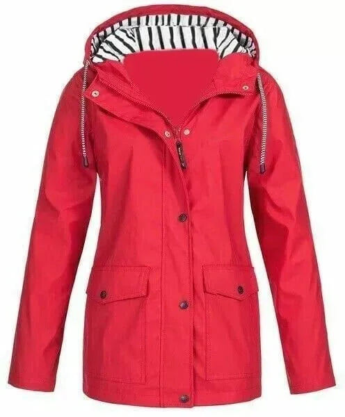 Ilektra - Elegant Long Sleeve Waterproof Hooded Jacket