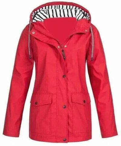 Ilektra - Elegant Long Sleeve Waterproof Hooded Jacket