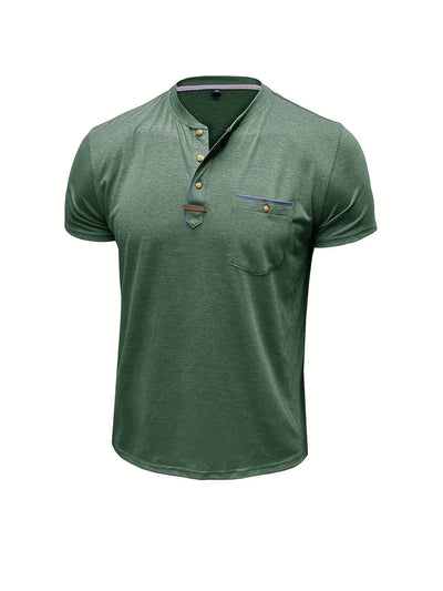 Saxon - Elegant Round Neck T Shirt With Pocket