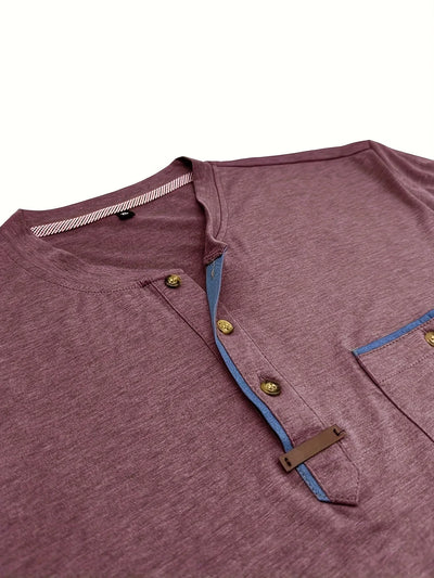 Saxon - Elegant Round Neck T Shirt With Pocket