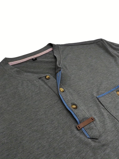 Saxon - Elegant Round Neck T Shirt With Pocket