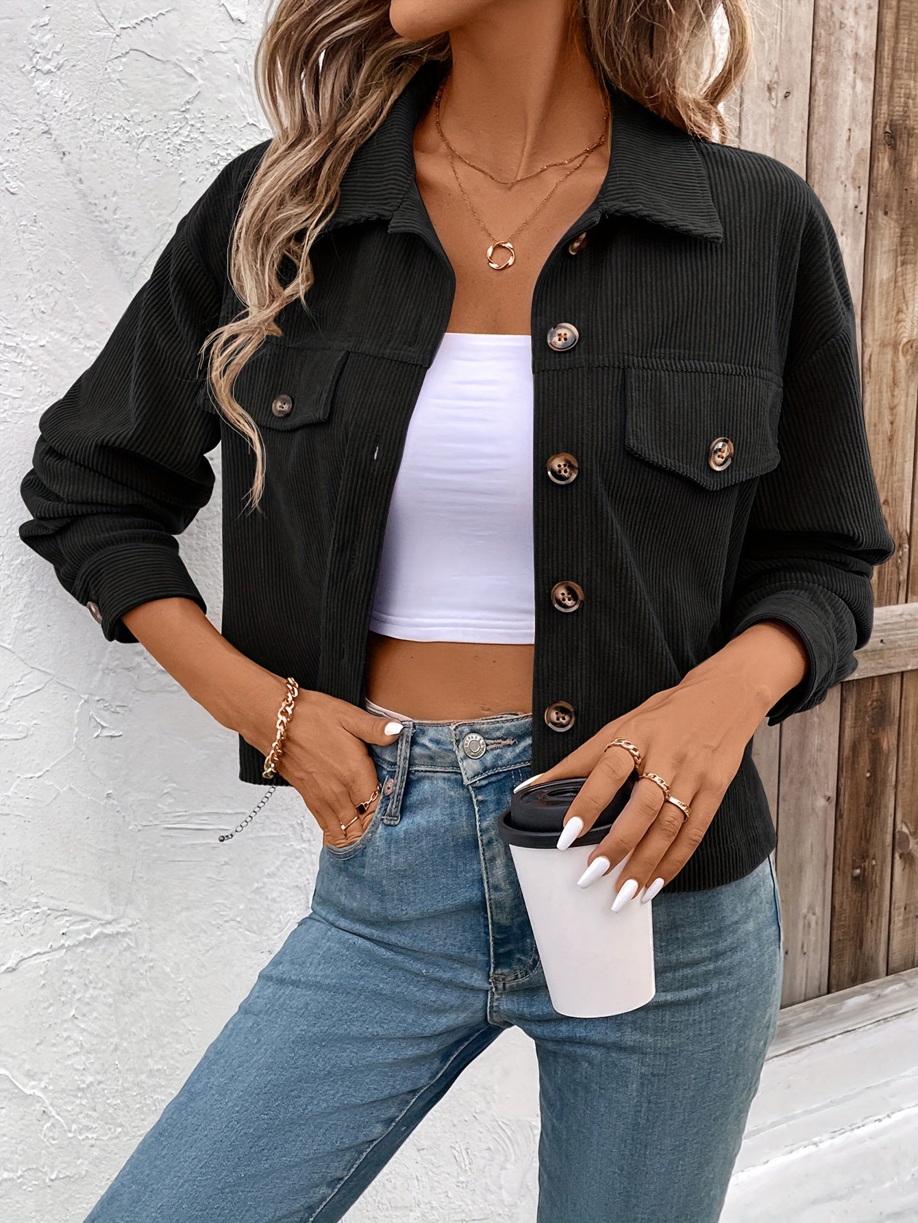 Nichola - Long Sleeve Jacket With Button Up