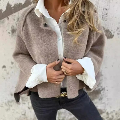 Henrike - Round Neck and Long Sleeves Wool Coat