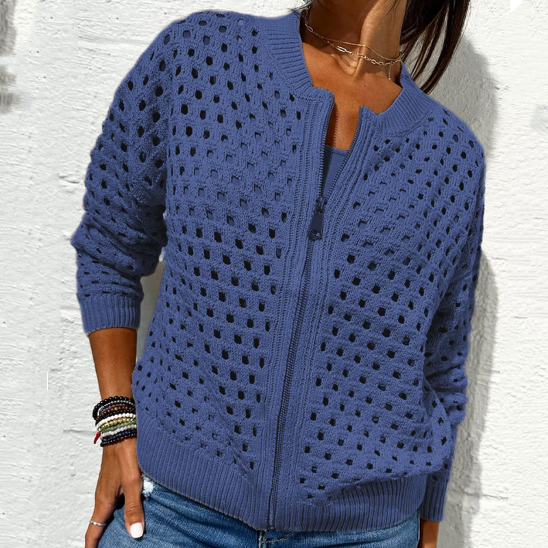Raluca - Casual Knitted Jacket With Zipper