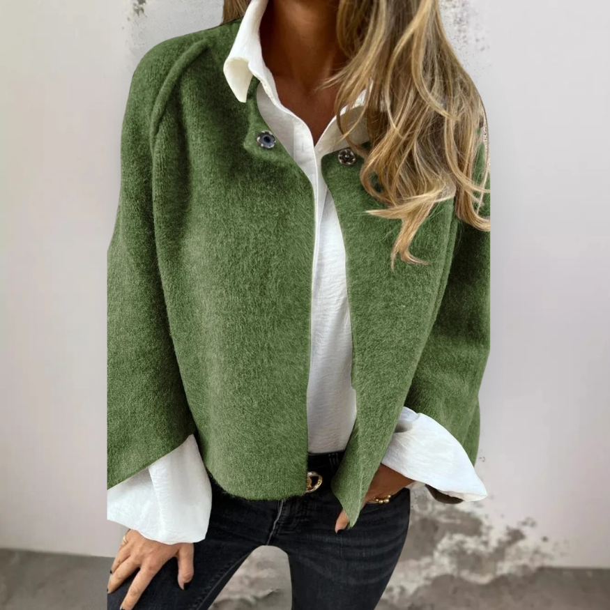 Henrike - Round Neck and Long Sleeves Wool Coat